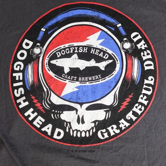 Dogfish Head Shirt Large Gray Grateful Dead Double Sided - Picture 2 of 8